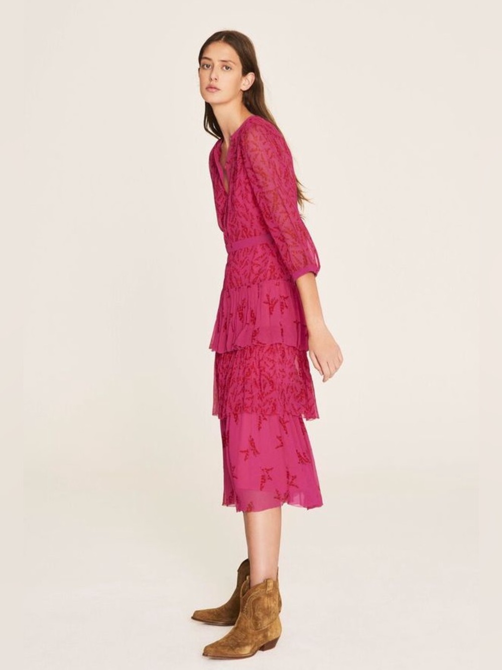 ba&sh Morris Dress Midi Tiered Floral